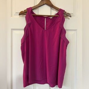 Halogen Magenta Ruffle-Shoulder Tank Top